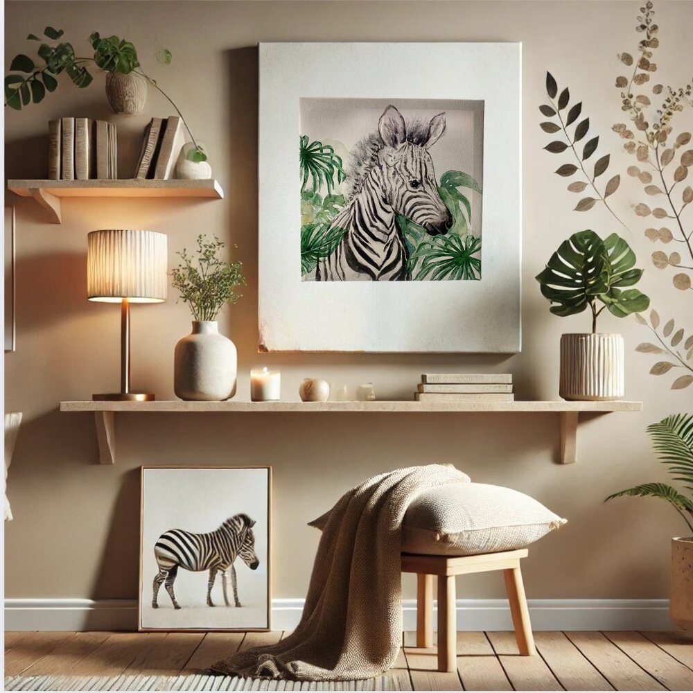Zebra Canvas Wall Art – 7.5" x 7.5"